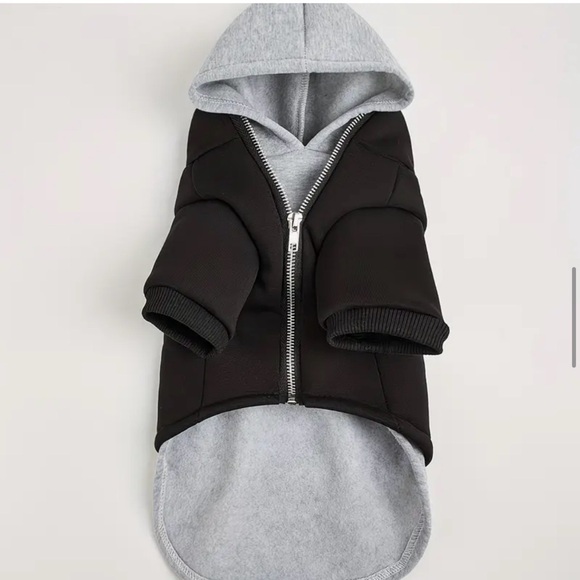 Stylish Black and Gray Pet Dog Hoodie Sweatshirt - Picture 4 of 8